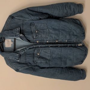 Lucky Brand Jean Quilted Denim Shirt Jacket Insulated